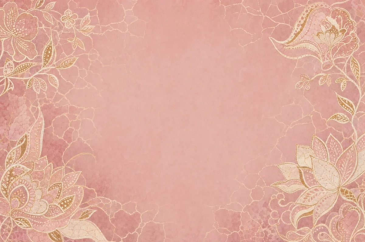 Dusty rose campaign ground with sparse floral batik motifs.